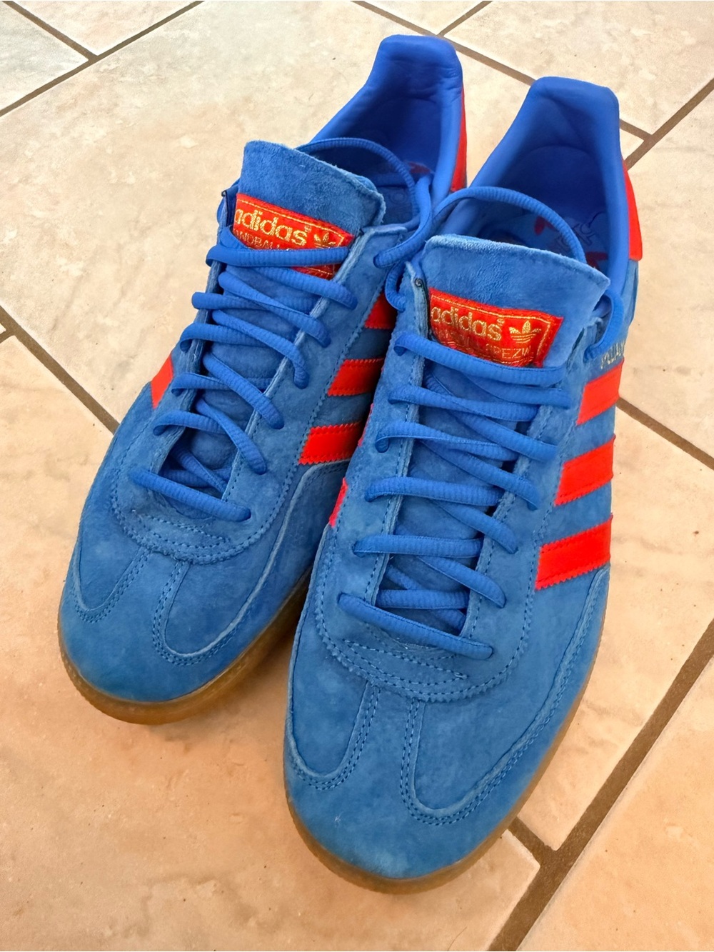 Adidas Handball Spezial FX5675 Bright Blue Red Suede Men’s US 10 EU 44